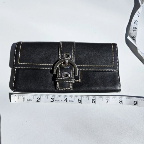 Vintage Coach Soho Y2K Clutch Wallet Trifold Buckle Black GUC - Picture 4 of 12